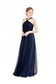 Cheap Floor Length Long Halter Pleated Tulle Bridesmaid Dress Sydney