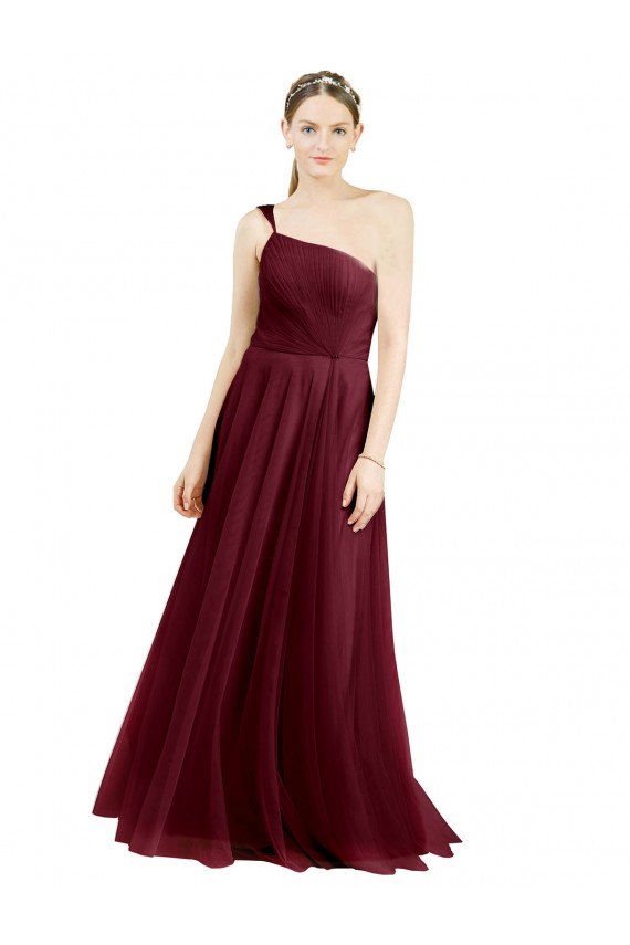 Cheap One Shoulder Floor Length Long Tulle Bridesmaid Dress Sydney