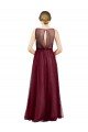 Cheap Sleeveless Boat Neck Long Pearl Tulle Bridesmaid Dress with Keyhole Back Sydney