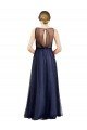 Cheap Sleeveless Boat Neck Long Pearl Tulle Bridesmaid Dress with Keyhole Back Sydney