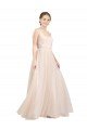 Cheap Scooped Neckline Long Tulle Bridesmaid Dress with Open Back Sydney