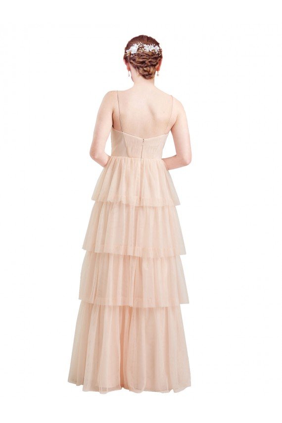 Cheap V-Neck A-Line Layered Long Tulle Bridesmaid Dress Sydney