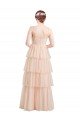 Cheap V-Neck A-Line Layered Long Tulle Bridesmaid Dress Sydney