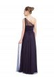 Cheap Ruched Long Soft Tulle Bridesmaid Dress with Sheer Netting Shoulder Strap Sydney