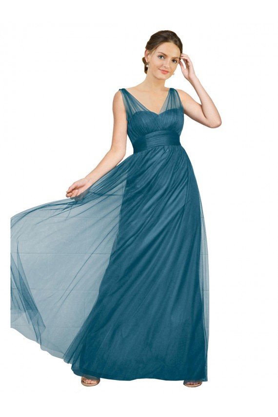 Cheap Long V-Neck Soft Tulle Bridesmaid Dress Sydney