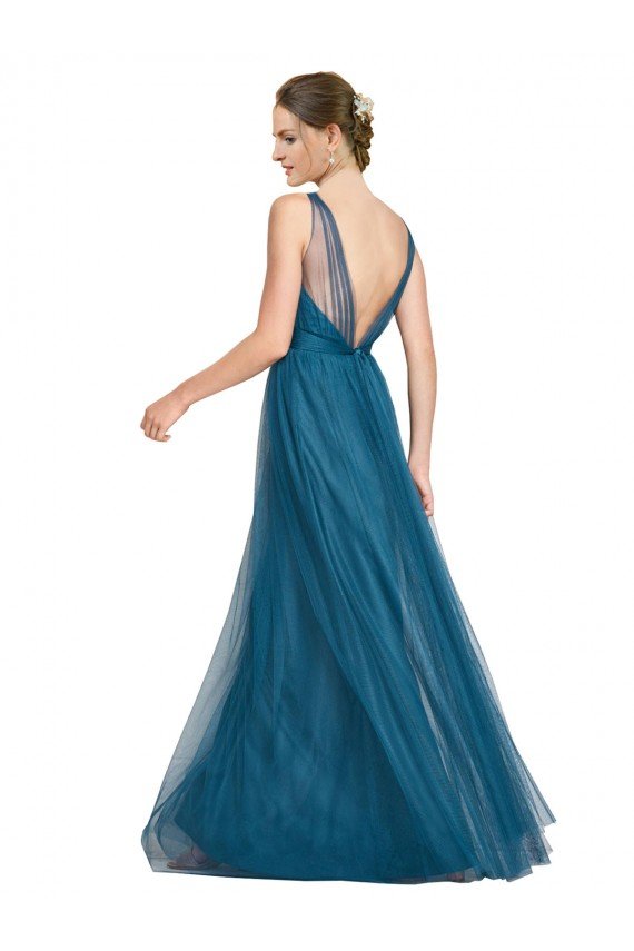 Cheap Long V-Neck Soft Tulle Bridesmaid Dress Sydney