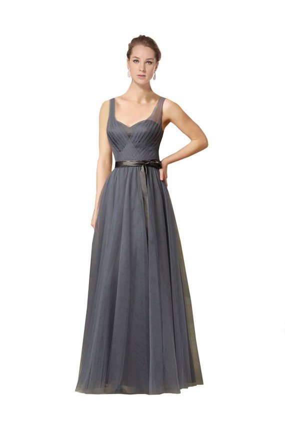 Cheap Sweetheart Long Tulle Bridesmaid Dress with Sash Sydney