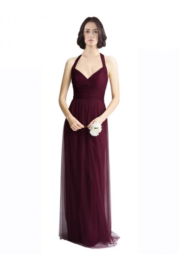 Cheap Long Tulle Bridesmaid Dress with Criss-Cross Bodice and Self Straps Sydney
