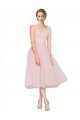 Cheap Short Tea Length Wide Strap Plunge Cross Over Neckline Tulle Cocktail Bridesmaid Dress Sydney