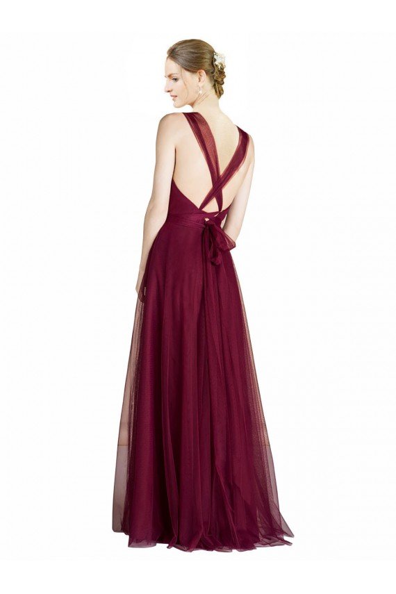 Cheap Long Sweetheart Tulle Bridesmaid Dress with Straps and Criss Cross Back Sydney