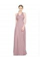 Cheap Ruffled Halter V-Neck Long Tulle Bridesmaid Dress with Pleats Sydney