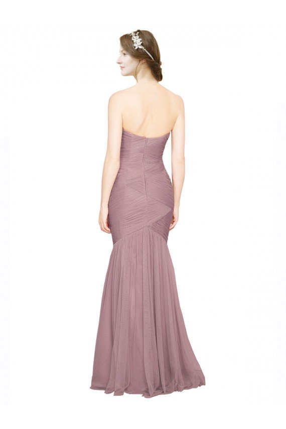 Cheap Mermaid Strapless Tulle Bridesmaid Dress with All Over Pleats Sydney