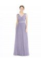 Cheap Wide Straps V-Neck Long Tulle Bridesmaids with Belt Sydney