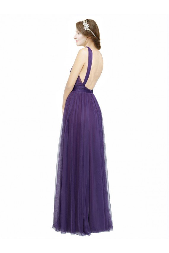 Cheap Twisted Straps Sweeheart Long Tulle Bridesmaid Dress Open Back Sydney