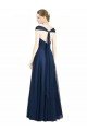 Cheap Ruched Sweetheart Long A-Line Tulle Bridesmaid Dress with Wide Straps and Tie Back Sydney