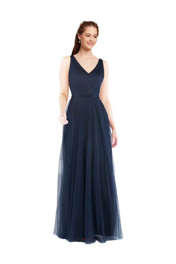 Cheap V-Neck Soft and Simple Tulle Bridesmaid Dress Sydney
