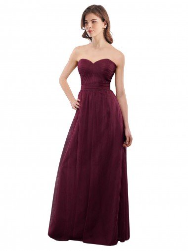 Cheap Strapless Tulle A-line bridesmaid dress with pleated top Sydney