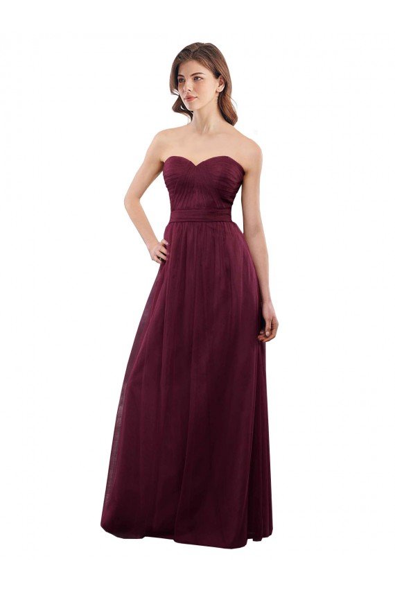 Cheap Strapless Tulle A-line bridesmaid dress with pleated top Sydney