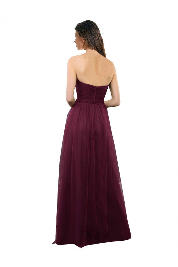 Cheap Strapless Tulle A-line bridesmaid dress with pleated top Sydney