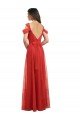 Cheap Cold Shoulder Pleated Wrap Tulle Bridesmaid Dress with Low V-Back Sydney
