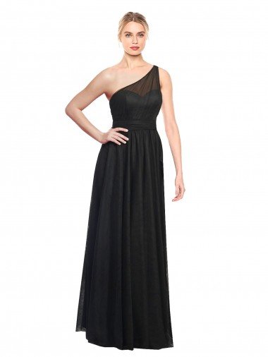 Cheap Ruched One Shoulder Tulle A-Line Bridesmaid Dress Sydney