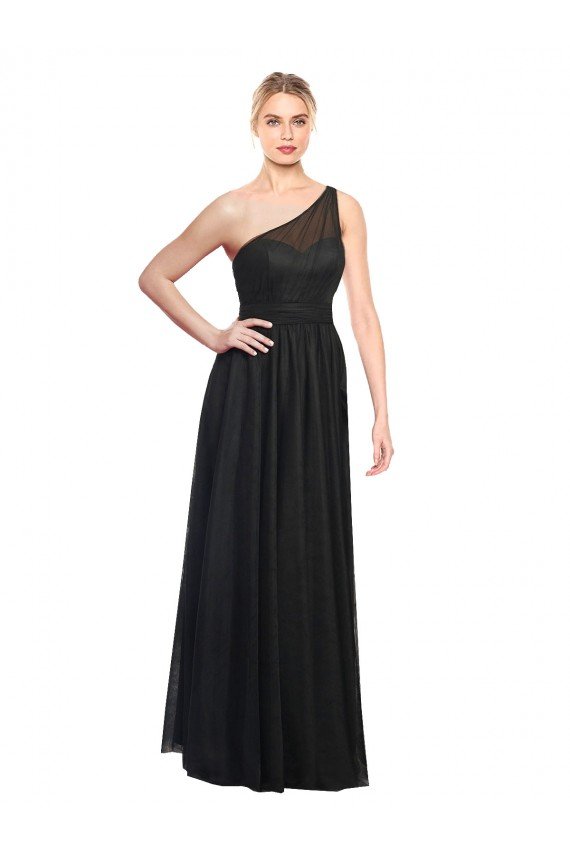 Cheap Ruched One Shoulder Tulle A-Line Bridesmaid Dress Sydney