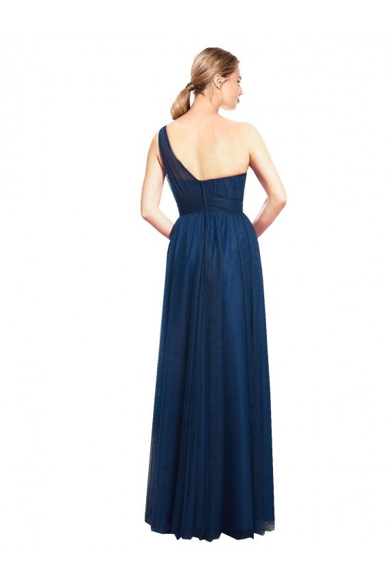 Cheap Ruched One Shoulder Tulle A-Line Bridesmaid Dress Sydney