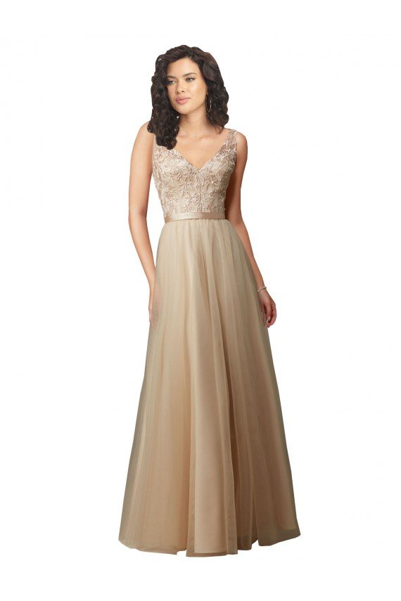 Cheap Long Tulle Bridesmaid Dress with Embroidery and Beading Sydney