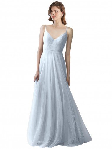 Cheap Wrapped Ruched Natural Waist Slim Soft Tulle Bridesmaid Dress Sydney