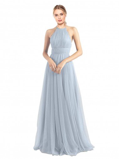 Cheap Halter Neckline Slim A-Line Tulle Bridesmaid Dress Sydney