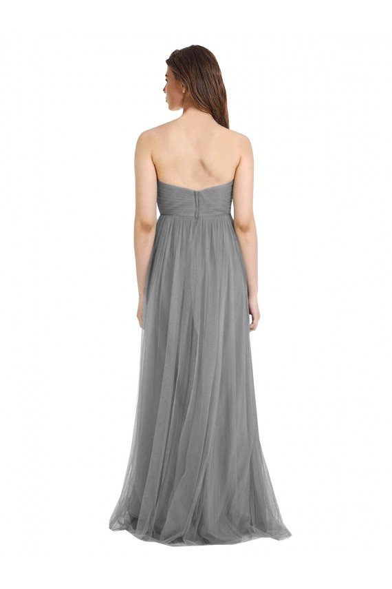 Cheap Shirred Strapless Bodice Long Tulle Bridesmaid Dress with Sweetheart Neckline Sydney