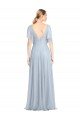 Cheap Floor Length Flutter Sleeves Long Tulle Bridesmaid Dress with Side Slit Sydney