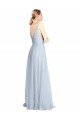 Cheap Plunging Deep V-Neck Long Tulle Bridesmaid Dress with V-Back Sydney