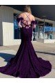 Cheap Cold Shoulder Sleeveless Long Court Train Velvet Sequin Prom Dress Sydney