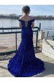 Cheap Off the Shoulder Sleeveless Long Sweep Train Velvet Sequin Prom Dress Sydney