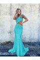 Cheap Mermaid One Shoulder Sleeveless Long Sweep Train Velvet Sequin Prom Dress Sydney