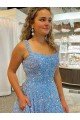 Cheap A-Line Scoop Sleeveless Long Court Train Velvet Sequin Prom Dress Sydney