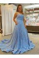 Cheap A-Line Scoop Sleeveless Long Court Train Velvet Sequin Prom Dress Sydney