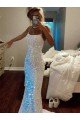 Cheap Long Spaghetti Straps Sleeveless Sweep Train Velvet Sequin Prom Dress Sydney