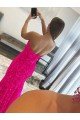Cheap Strapless Sleeveless Long Sweep Train Velvet Sequin Prom Dress with Side Slit Sydney