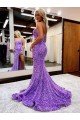 Cheap A-Line Sweetheart Sleeveless Long Velvet Sequin Prom Dress with Slit Sydney