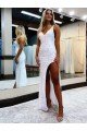 Cheap Sleeveless V-Neck Long Floor Length Velvet Sequin Prom Dress with Slit Sydney