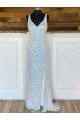 Cheap V-Neck Sleeveless Long Sweep Train Velvet Sequin Prom Dress Sydney