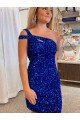 Cheap Velvet Sequin One Shoulder Sleeveless Short Homecoming Dress / Prom Dress Sydney