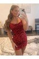 Cheap Spaghetti Straps Criss Cross Back Sleeveless Short Velvet Sequin Homecoming Dress / Prom Dress Sydney