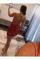 Cheap Spaghetti Straps Criss Cross Back Sleeveless Short Velvet Sequin Homecoming Dress / Prom Dress Sydney