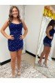 Cheap Spaghetti Straps Backless Sleeveless Short Velvet Sequin Homecoming Dress / Prom Dress Sydney