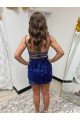 Cheap Spaghetti Straps Backless Sleeveless Short Velvet Sequin Homecoming Dress / Prom Dress Sydney