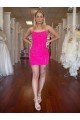 Cheap Spaghetti Straps Open Back Sleeveless Short Velvet Sequin Homecoming Dress / Prom Dress Sydney