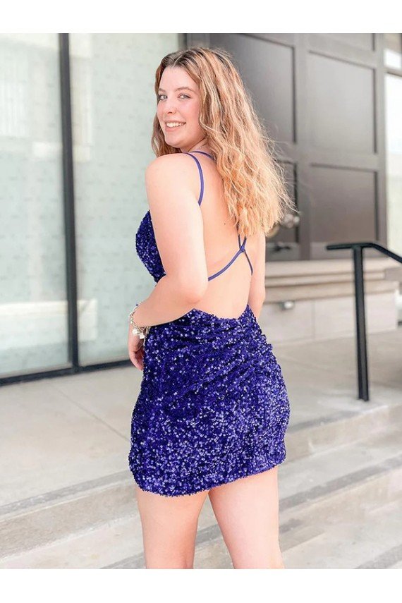 Cheap Sleeveless Short Velvet Sequin V-Neck Homecoming Dress / Prom Dress Sydney